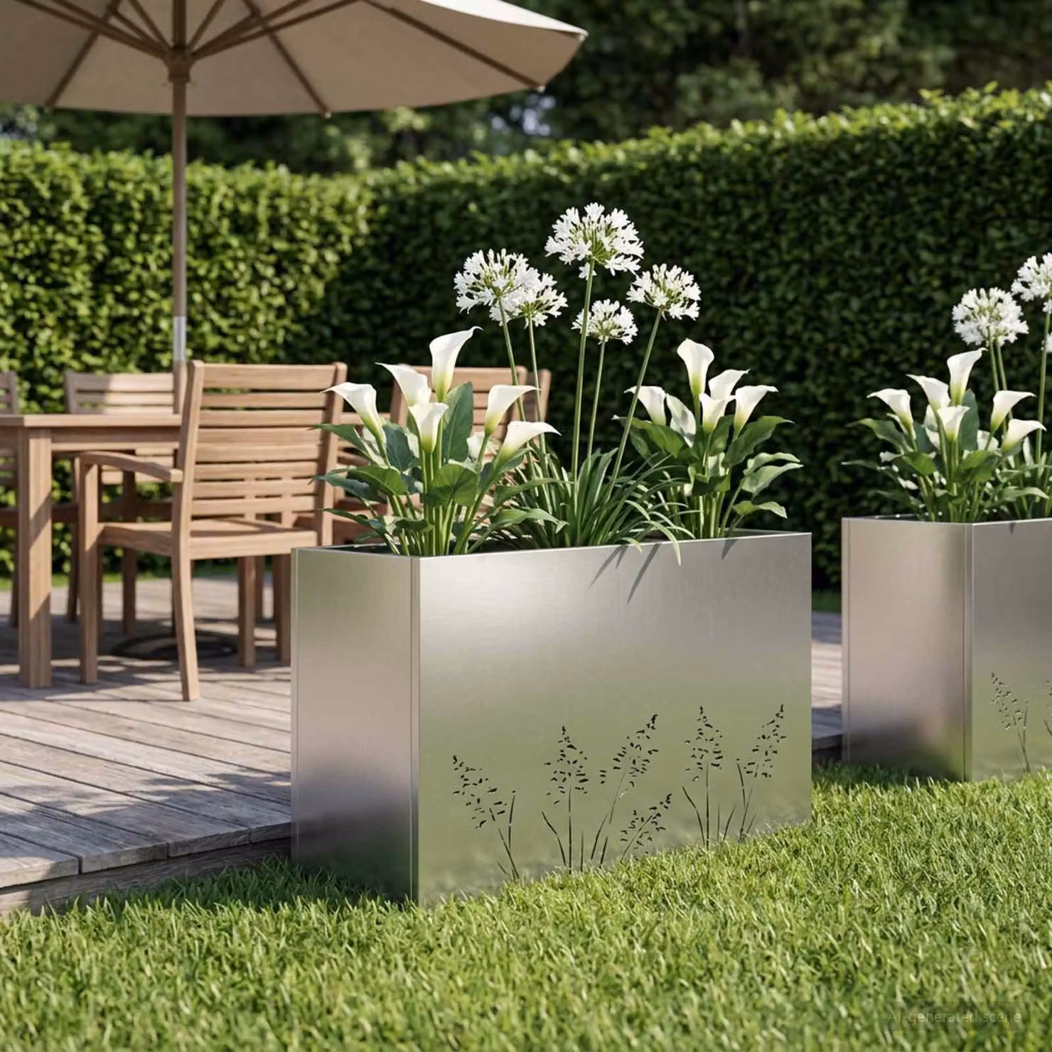 Vaso da giardino vidaXL in acciaio zincato argento L: 80 cm, P: 20 cm, H: 49 cm