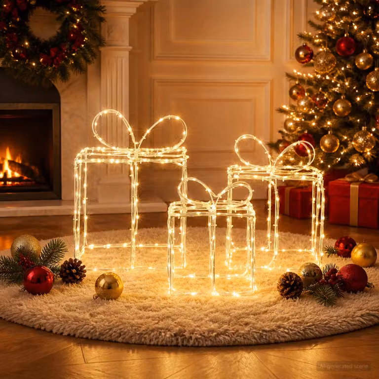 vidaXL Scatole regalo di Natale luminose LOVIISA 3 pz 360 LED