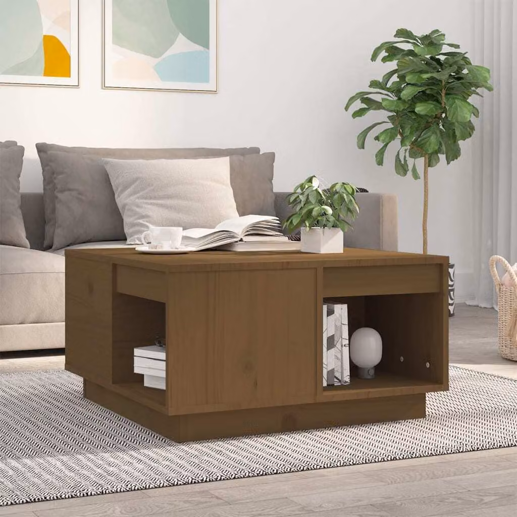 Maison Exclusive - Tavolino da salotto marrone miele 60x61x32,5 cm in legno massello di pino