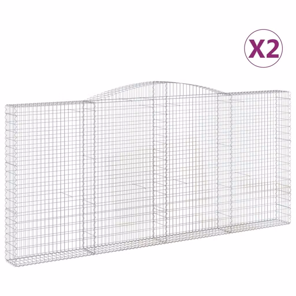 Cesti Gabbioni ad Arco 2 pz 400x30x180/200 cm Ferro Zincato