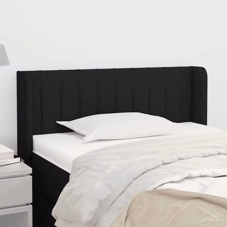 Testiera ad orecchio vidaXL in tessuto nero con struttura in legno L: 93 cm, P: 16 cm, H: 78-88 cm