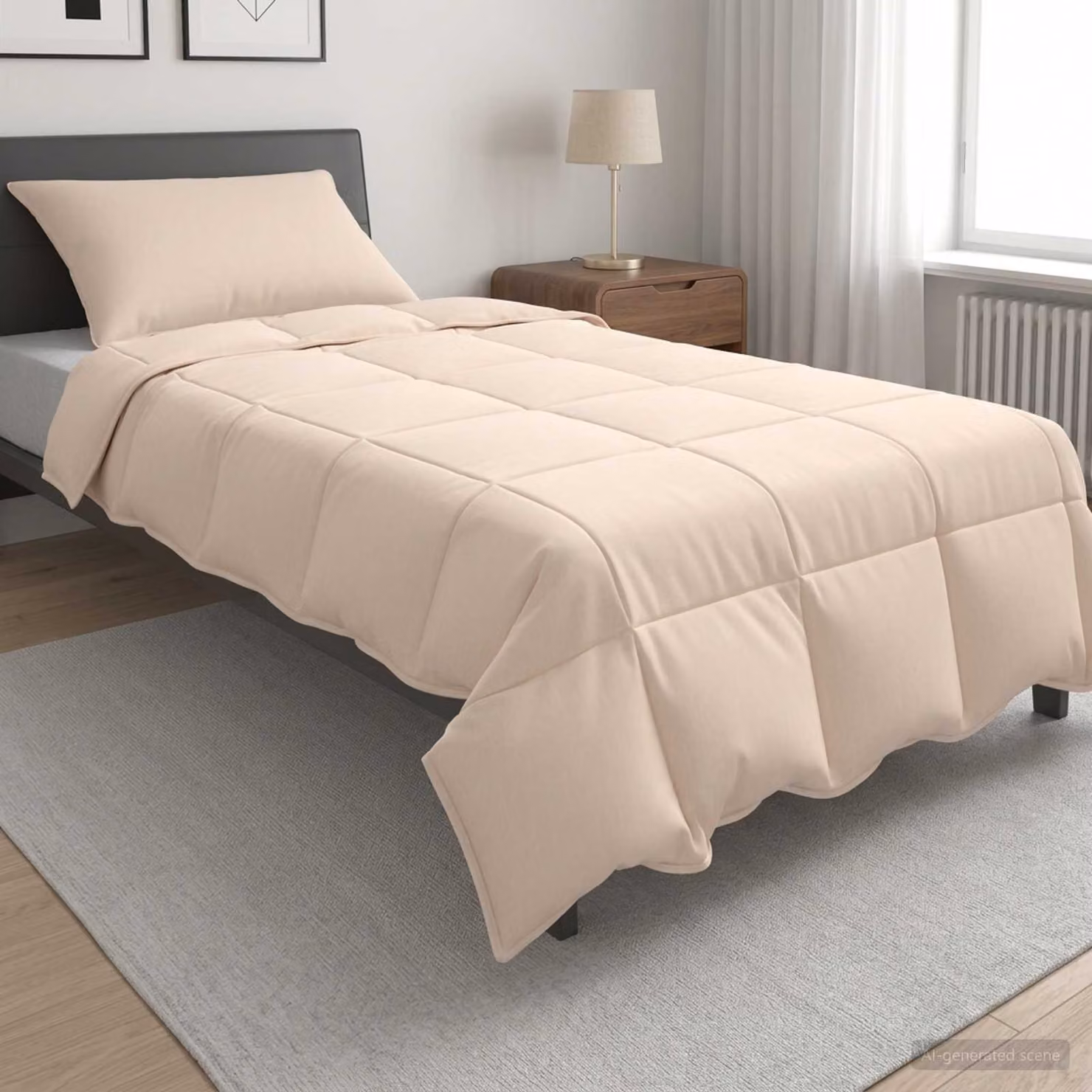 Set di 2 piumoni invernali vidaXL in kapok e cotone, beige, L 135 x P 200 cm