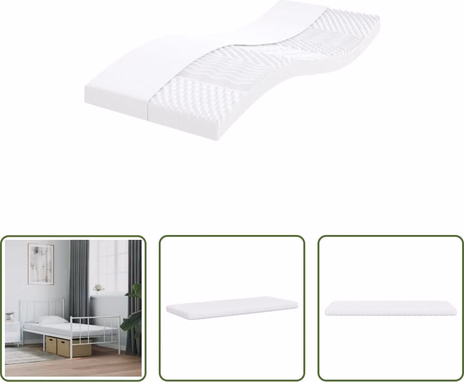 The Living Store Materasso in schiuma Bianco 80x200 cm a 7 zone livello di rigidità 20 ILD