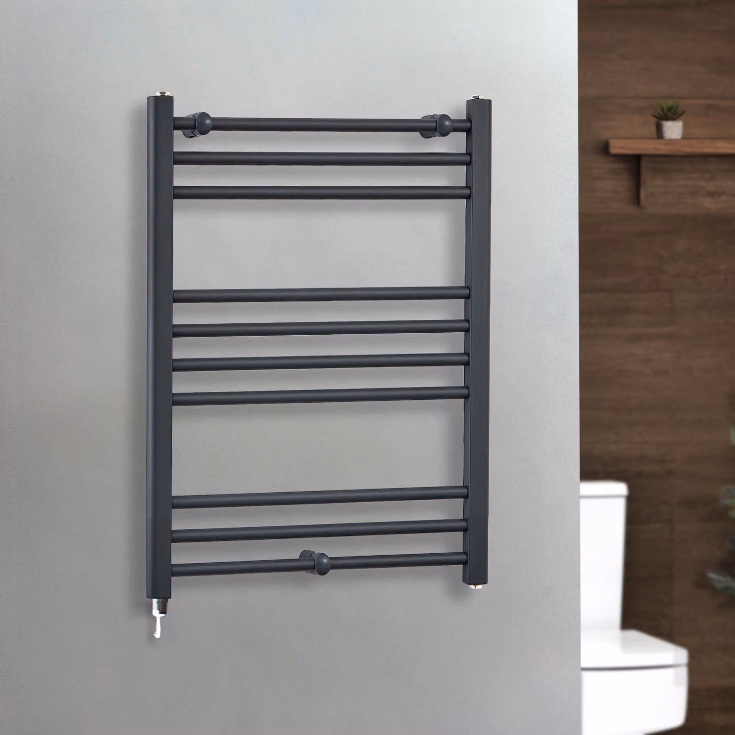 Scaldasalviette Elettrico con Elemento Semplice con Presa Elettrica - 1000mm x 400mm  - Bianco – Kent - ECOSO by Hudson Reed
