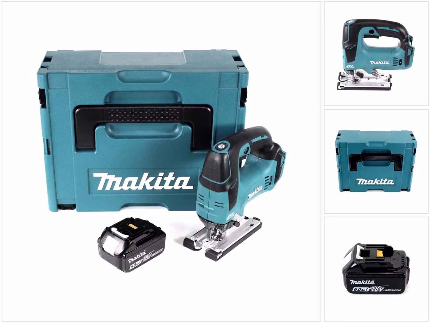 Makita DJV 182 G1J Seghetto alternativo brushless a batteria 18V 26mm in valigetta Makpac + 1x Batteria BL1860B 6,0 Ah - senza caricabatterie