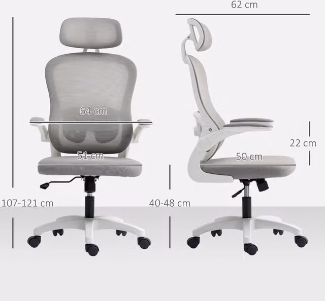 Sedia da ufficio ergonomica grigia con schienale in rete
