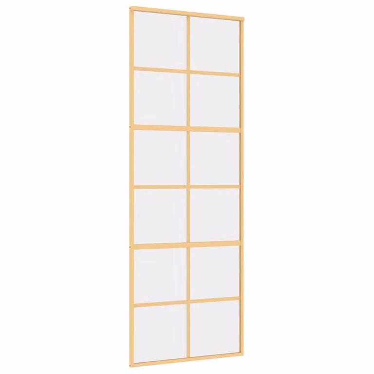 Porta Scorrevole Dorata 76x205 Vetro Trasparente ESG Alluminio
