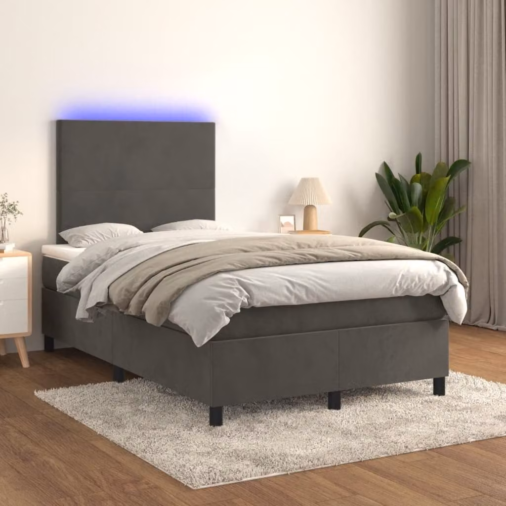 Maison Exclusive - Letto a Molle con Materasso e LED Grigio Scuro 120x200 cm