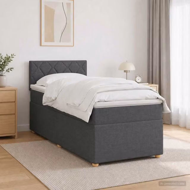 Letto box spring con materasso Grigio Scuro 100 x 200 cm 3452360