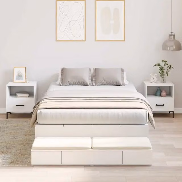 Letto con contenitore e cassetto vidaXL in legno e MDF bianco 120 x 200 cm