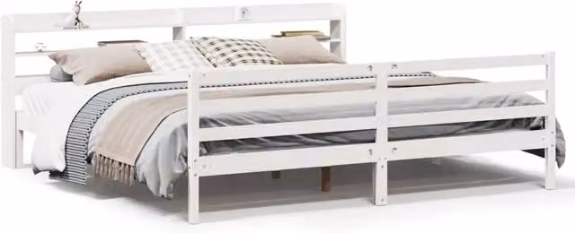 Letto matrimoniale | Letto per adulti | Giroletto con Testiera senza Materasso Bianco 200x200 cm