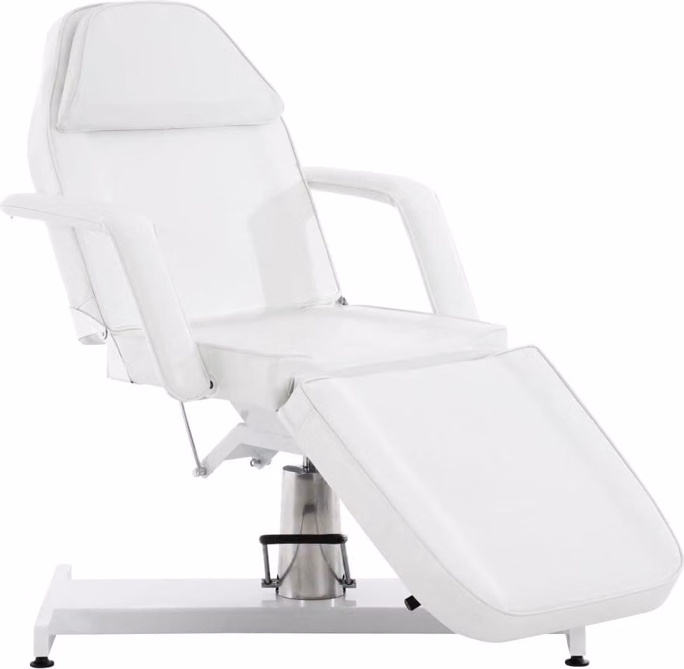 Poltrona idraulica per salone di bellezza - Poltrona benessere - Altezza e schienale regolabili | Colore: Bianco