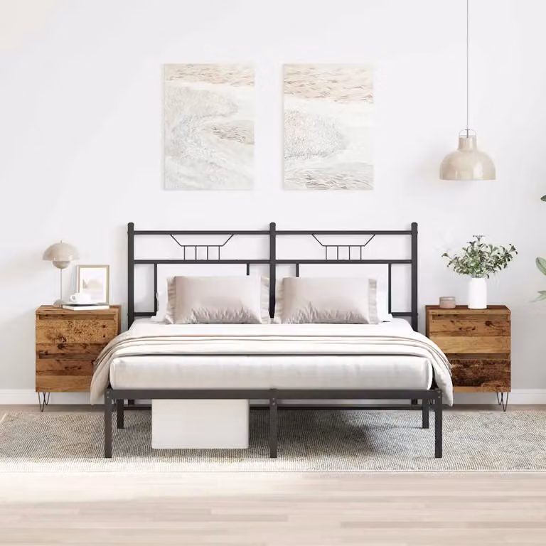 Set di 2 Armadi da Notte vidaXL in Legno Vecchio Marrone L 40 cm, P 35 cm, H 50 cm