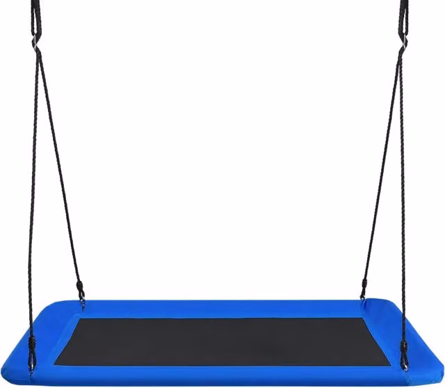 Altalena rettangolare per bambini con struttura in acciaio e corde regolabili, colore blu – 1