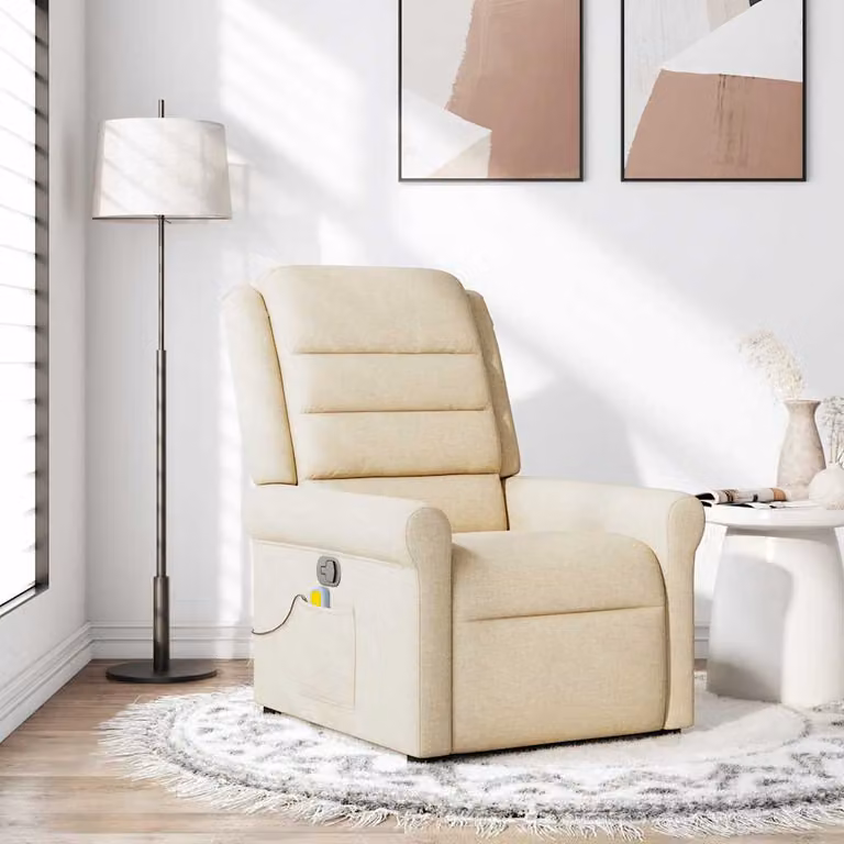 vidaXL Poltrona Relax Reclinabile Moderna in Tessuto Beige con Braccioli