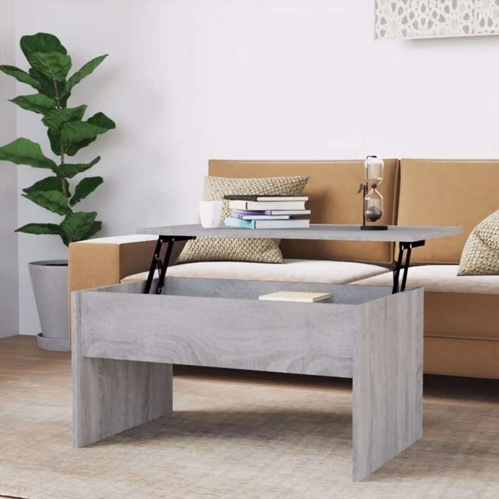 The Living Store Tavolino Grey Sonoma 80x50,5x41,5 cm Materiale a base di legno