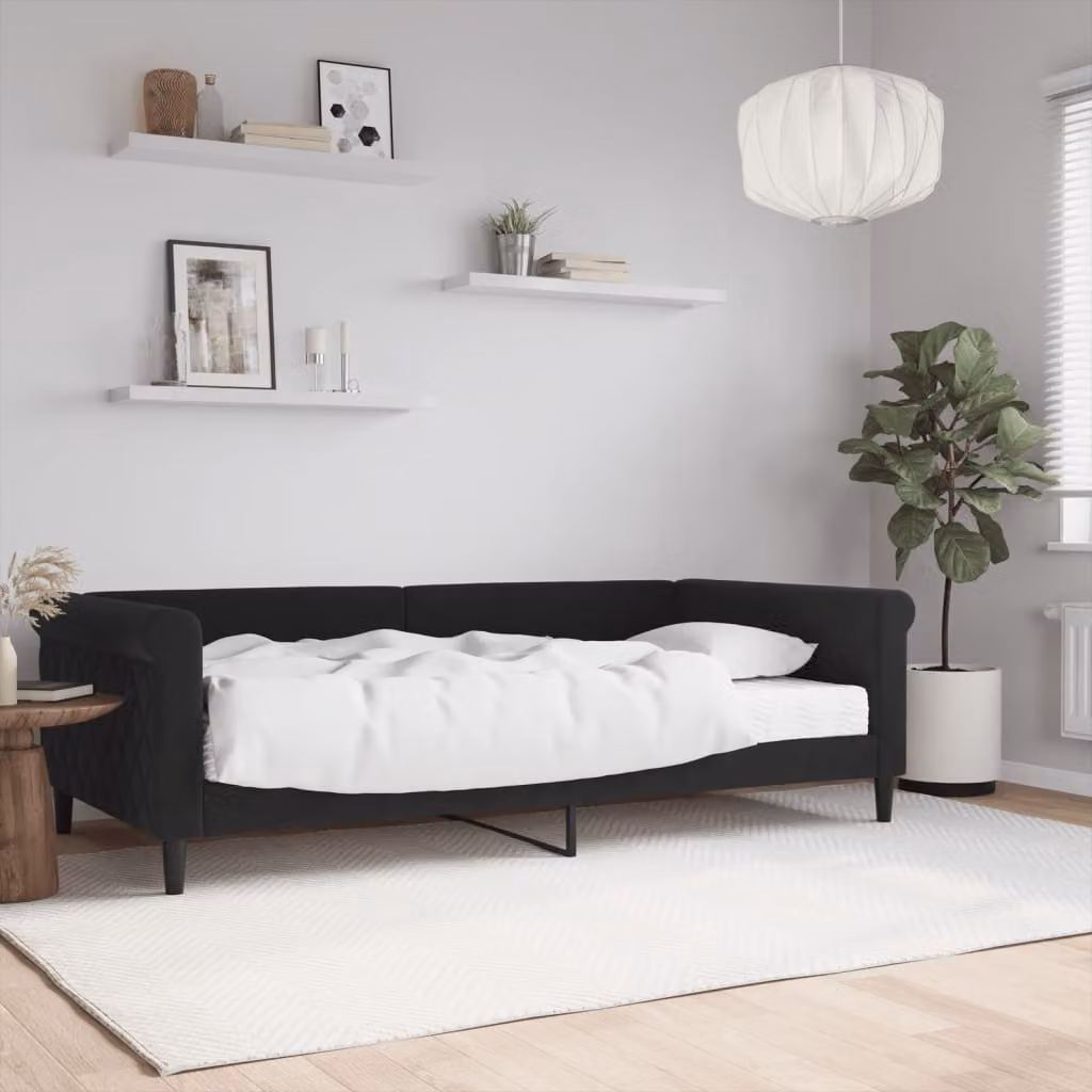 vidaXL Divano Letto in Velluto Nero con Materasso per Soggiorno e Camera da Letto