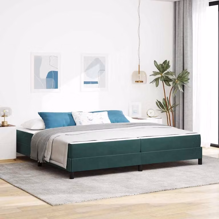 Maison Exclusive - Letto boxspring con materasso verde scuro 200 x 210 cm Tessuto