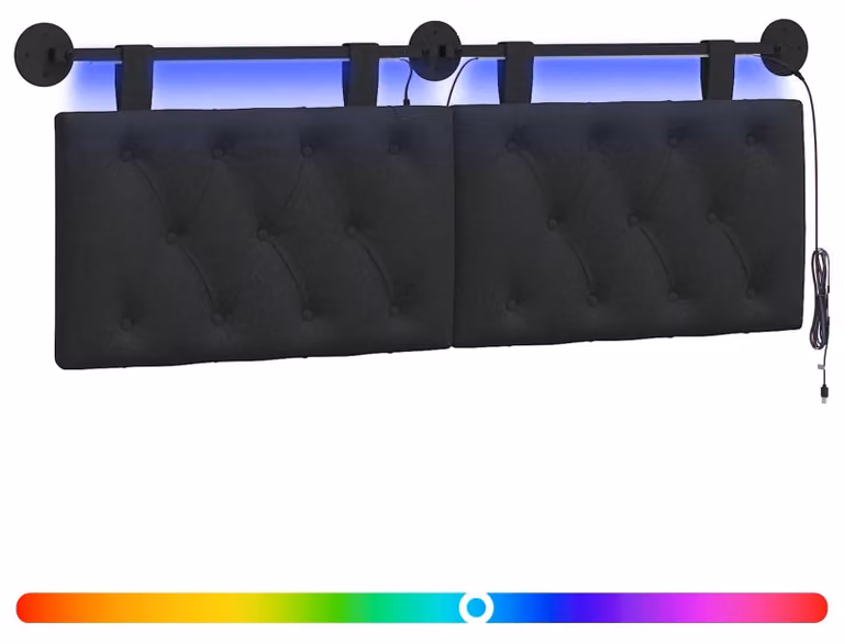 Testiera sospesa Con luce LED Nero Tessuto