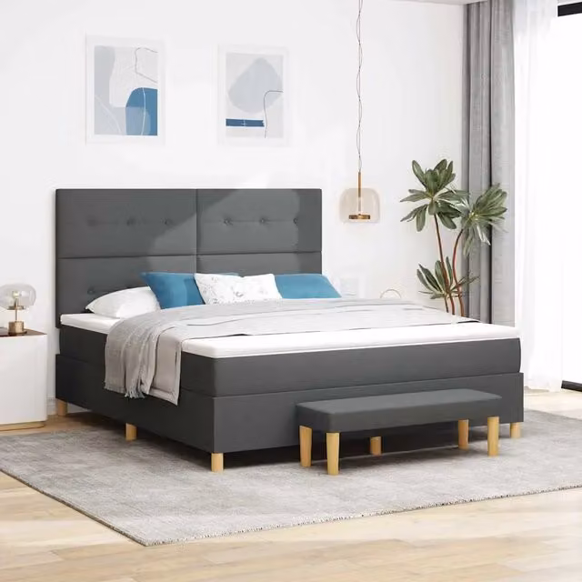 Letto a molle con materasso Grigio scuro 180 x 200 cm Tessuto