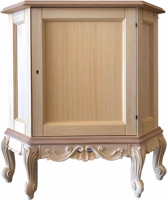 Credenza ad angolo classica in legno grezzo con 1 porta e serratura Mobili 2G L: 89 cm, P: 62 cm, H: 92 cm – 1