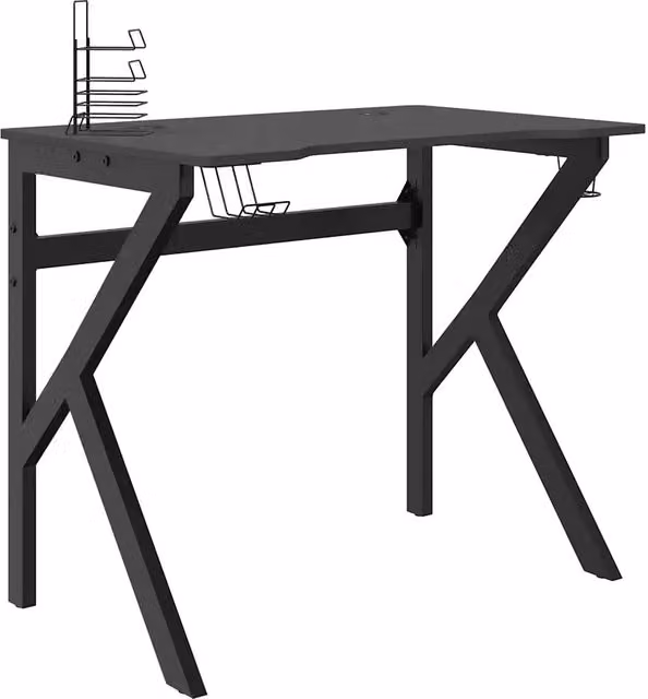 Scrivania | Tavolo da Ufficio da Gaming con Gambe a K Nera 90x60x75 cm