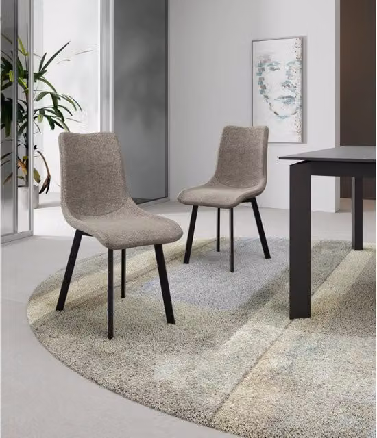 Set di 4 Sedie rivestita in tessuto easy-clean Gambe in metallo verniciato Iris 45cm X 56cm H 86cm Stones