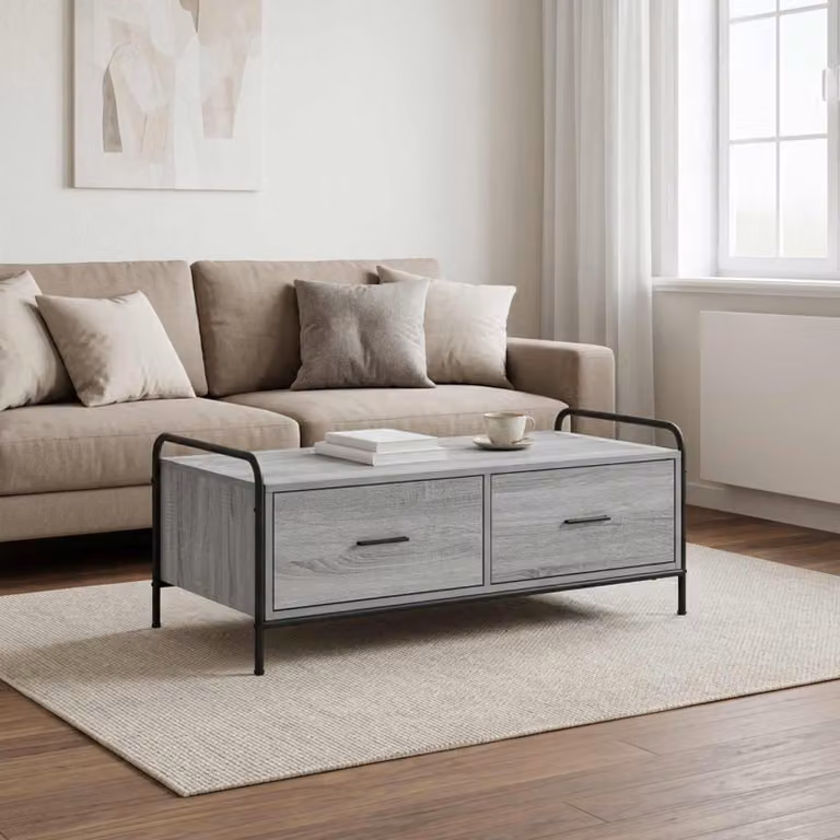 vidaXL Tavolino da salotto moderno in stile Sonoma grigio L: 99,5 cm, P: 49 cm, H: 41 cm