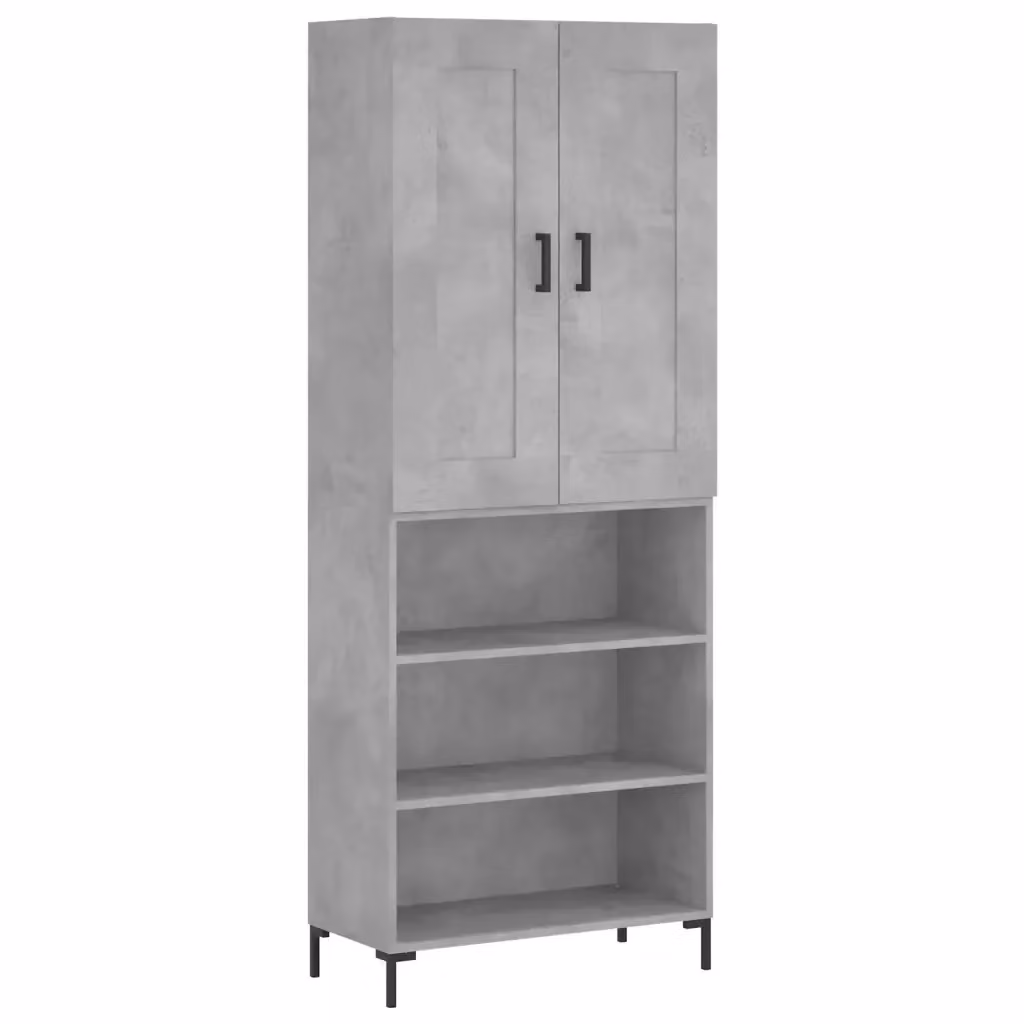 Credenza moderna vidaXL in legno e metallo, colore grigio, L: 69,5 cm, P: 34 cm, H: 180 cm – 2