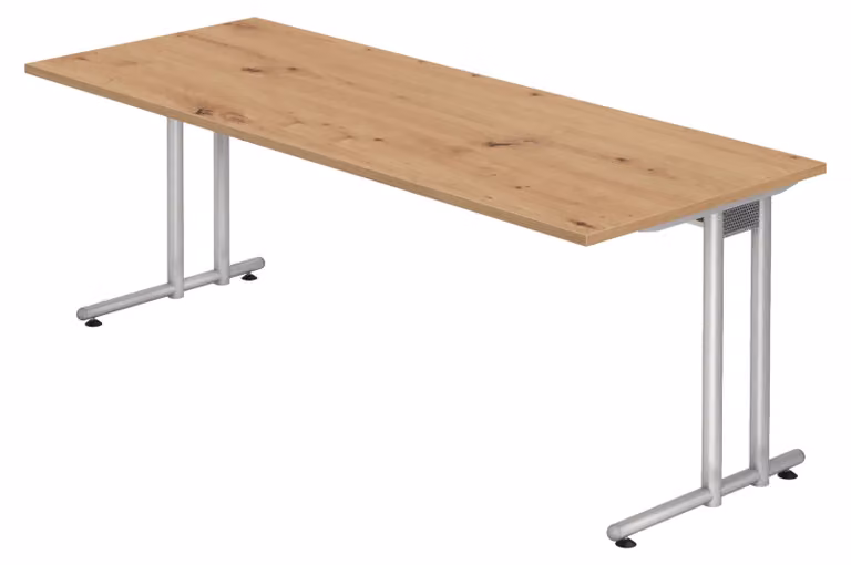 bümö Scrivania Serie-N - Finitura: Impiallacciatura di faggio nodoso, Dimensioni: 200 x 80 cm