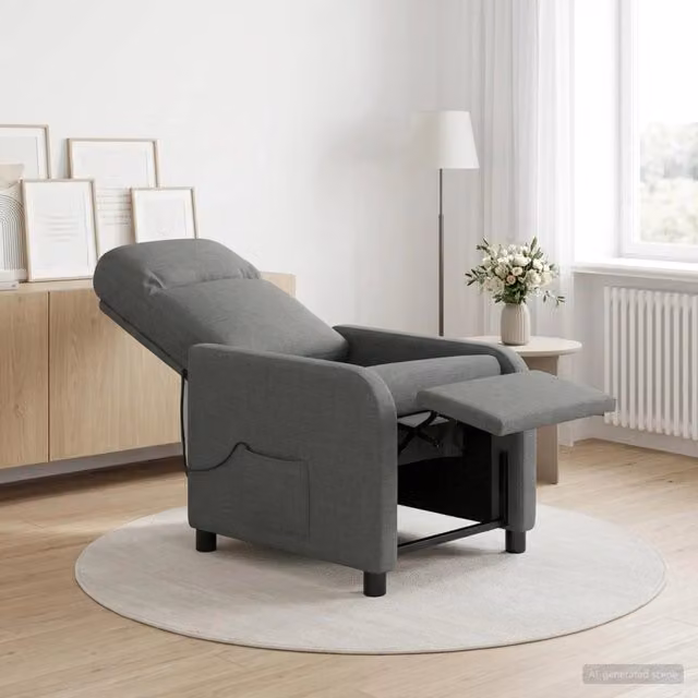 Poltrona Relax Recliner vidaXL in Tessuto Grigio con Braccioli per Soggiorno e Ufficio