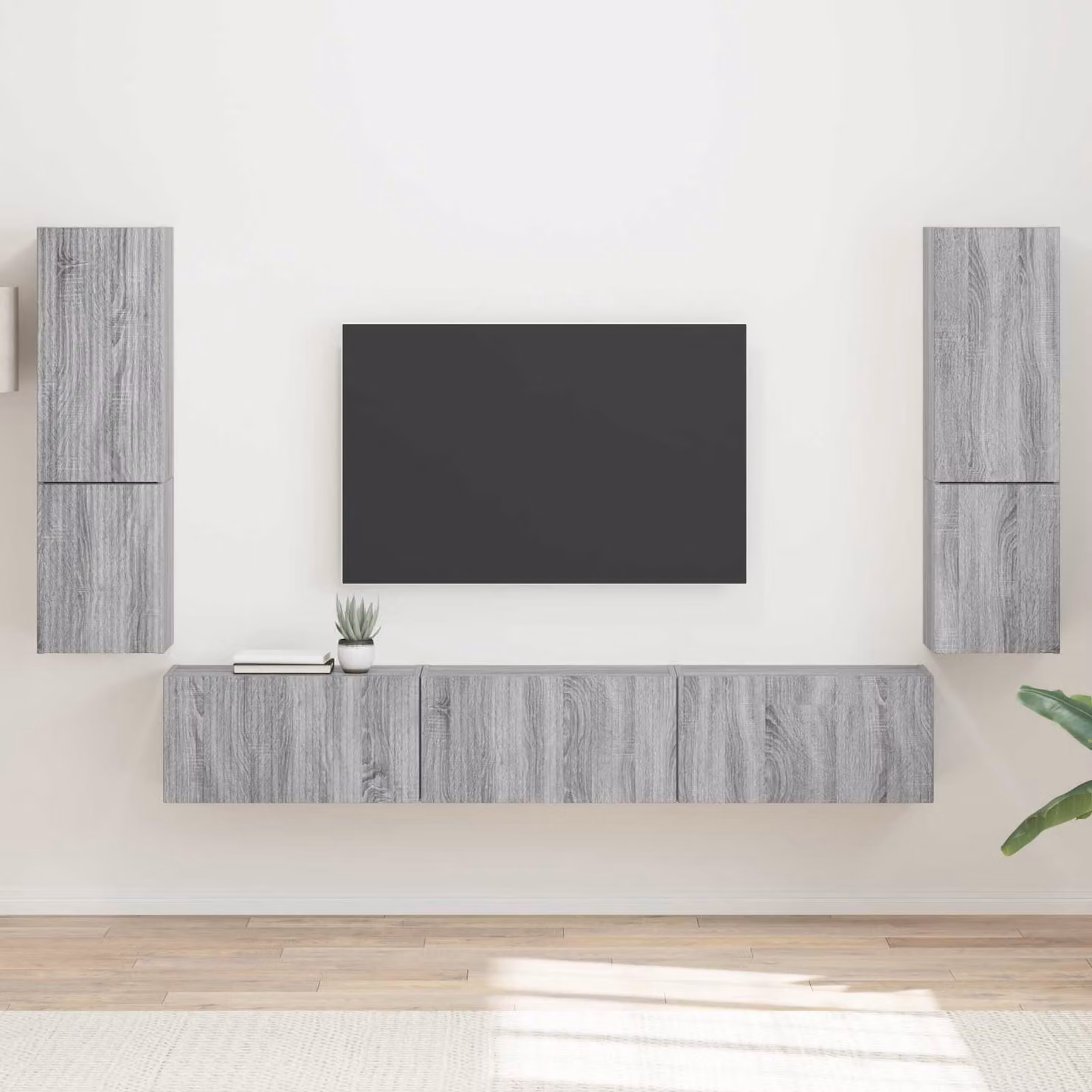 Set mobile TV vidaXL 4 pezzi Grigio Sonoma in legno e MDF per soggiorno