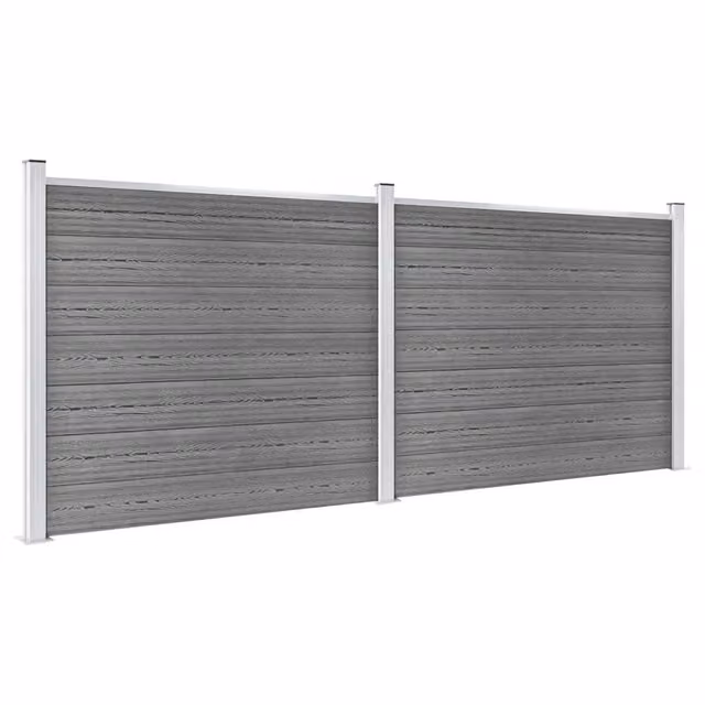 Set Pannello di Recinzione in WPC 353x146 cm Grigio 3070455