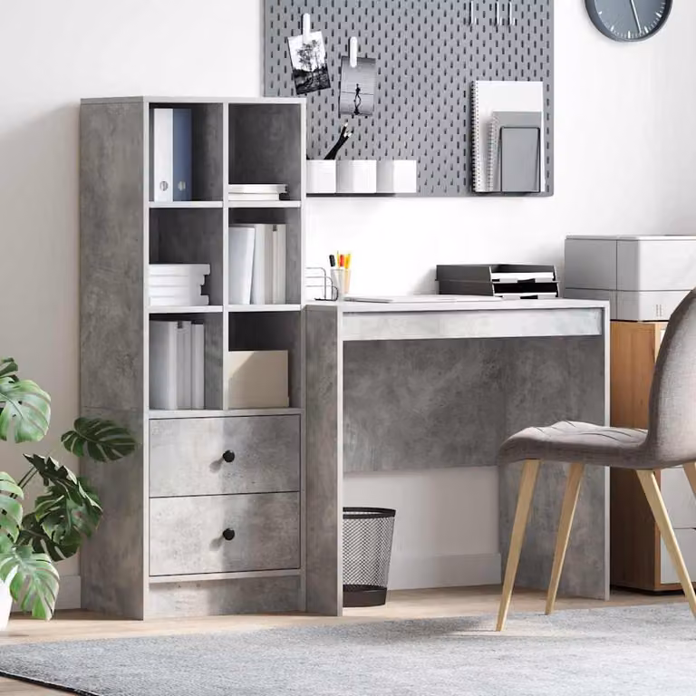 Maison Exclusive - Scrivania con cassetto 2 pcs Grigio cemento