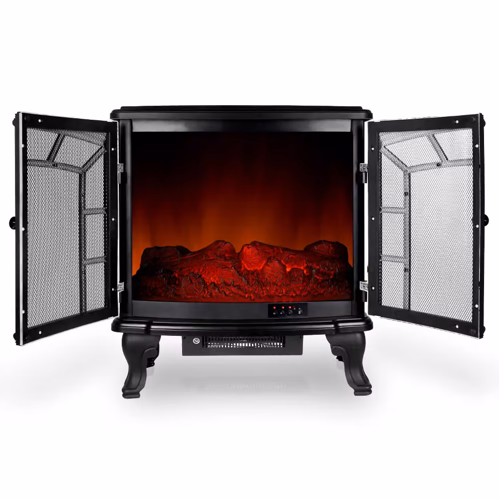 Camino elettrico a due ante Monzana 2000W nero L/P/H: 69,5 x 36,0 x 66,0 cm – 3