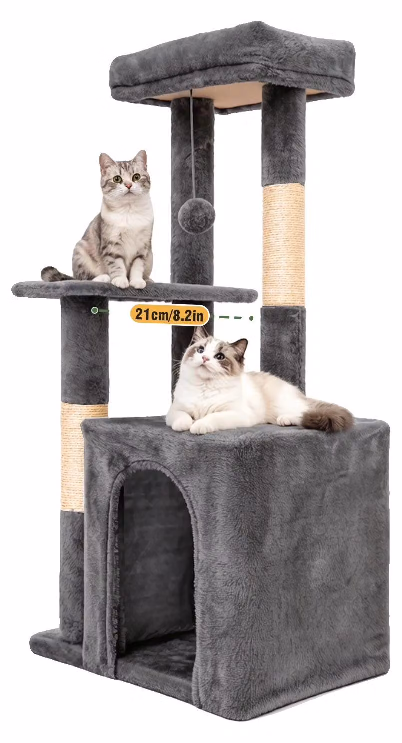 Katzenbaum, 2 piani, design antiscivolo, grigio scuro
