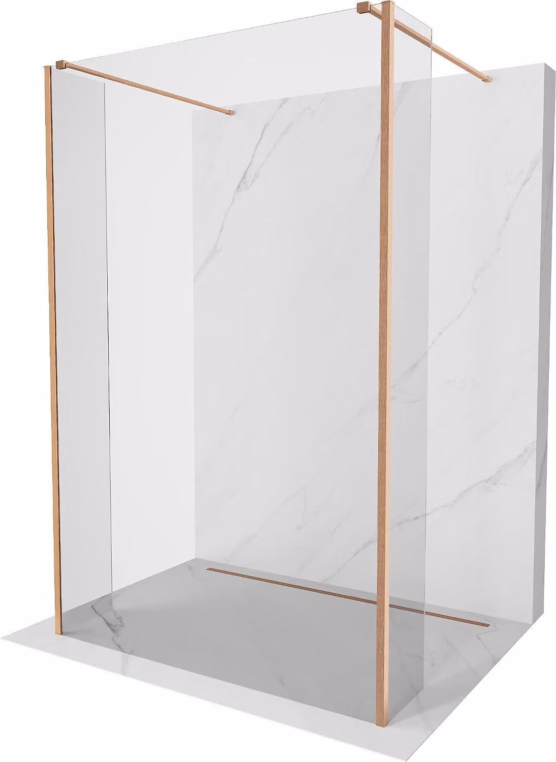 Mexen Kioto Pannello doccia indipendente 155 x 30 x 30 cm, trasparente, rame spazzolato - 800-155-030-222-65-00-030