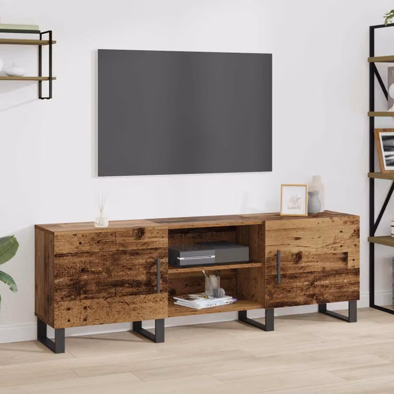 Mobile TV moderno vidaXL in legno e metallo, colore marrone, L 150 x P 30 x H 50 cm