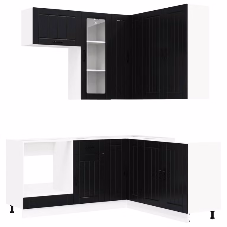 Set di mobili da cucina LUCCA, 8 pezzi, in legno impiallacciato nero