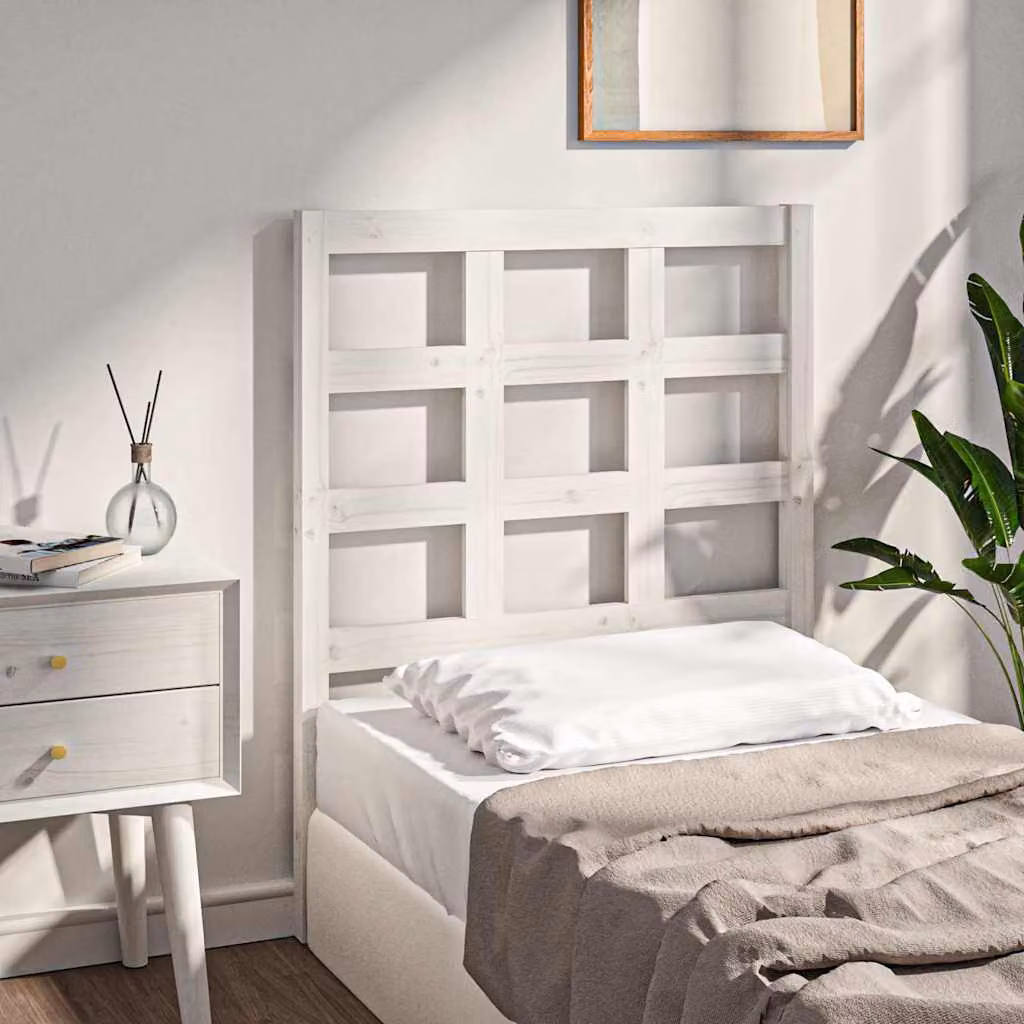 Testiera per letto vidaXL in legno massello di pino bianco, L 80,5 cm x P 4 cm x H 100 cm