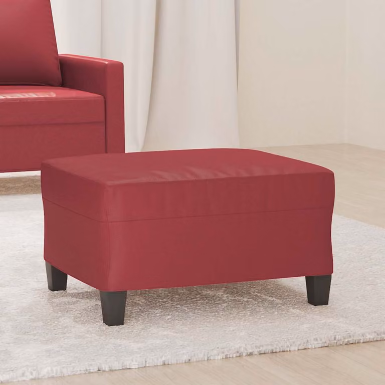 Poggiapiedi vidaXL in similpelle rosso, L 70 x P 55 x H 41 cm