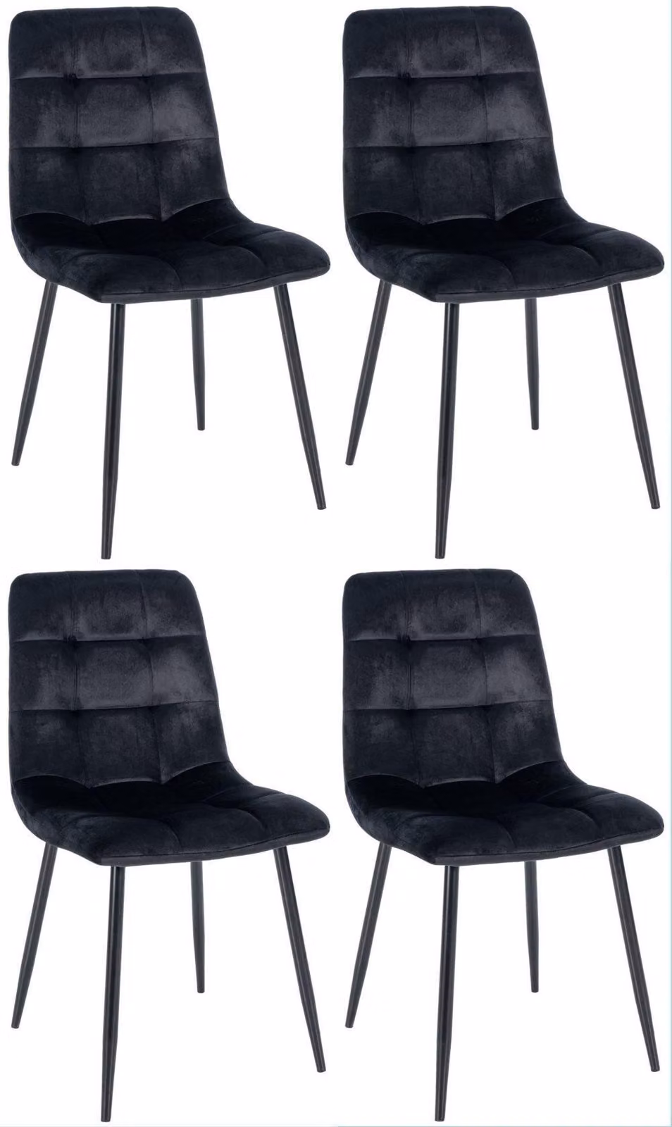 set di 4 sedie da pranzo - sedie da cucina - imbottitura confortevole | colore: nero