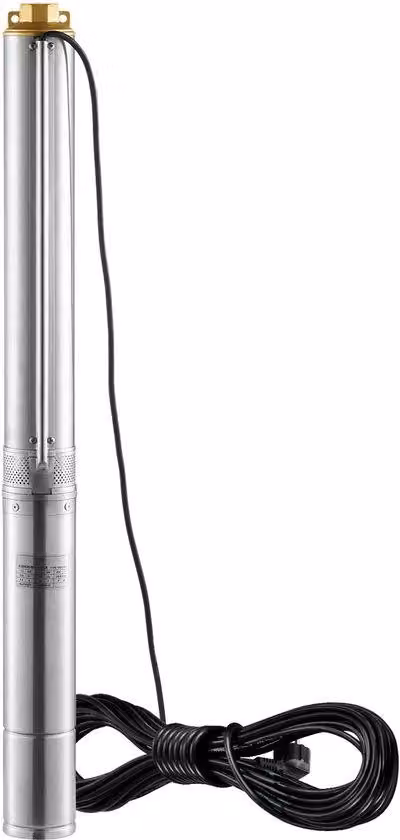 Pompa doppia per pozzi profondi - Portata: 1500 W, 9,8 m³/h; altezza di mandata: 108 m; acciaio inossidabile