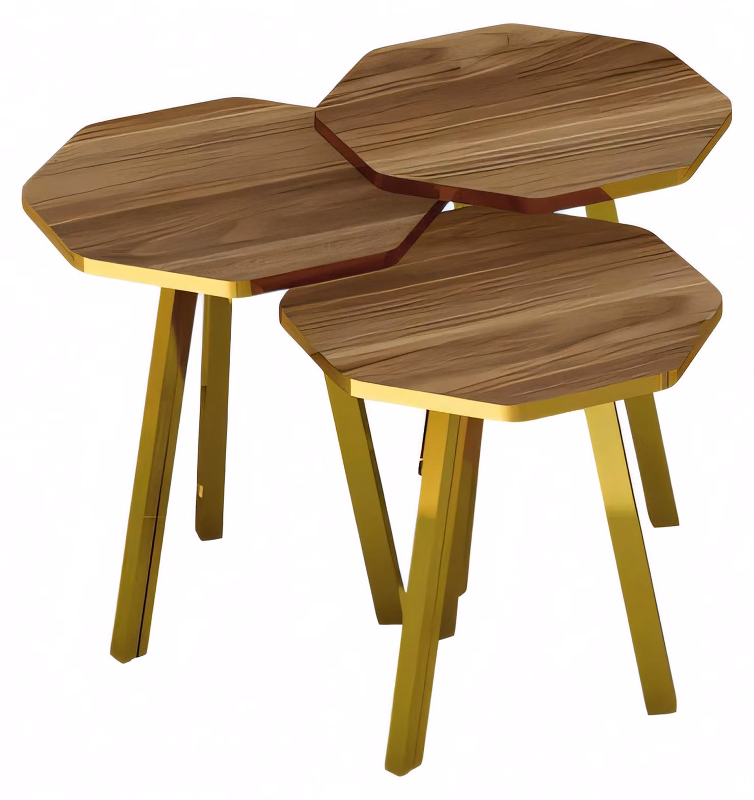 Elegantes braunes Couchtisch-Set aus Holz und Metall