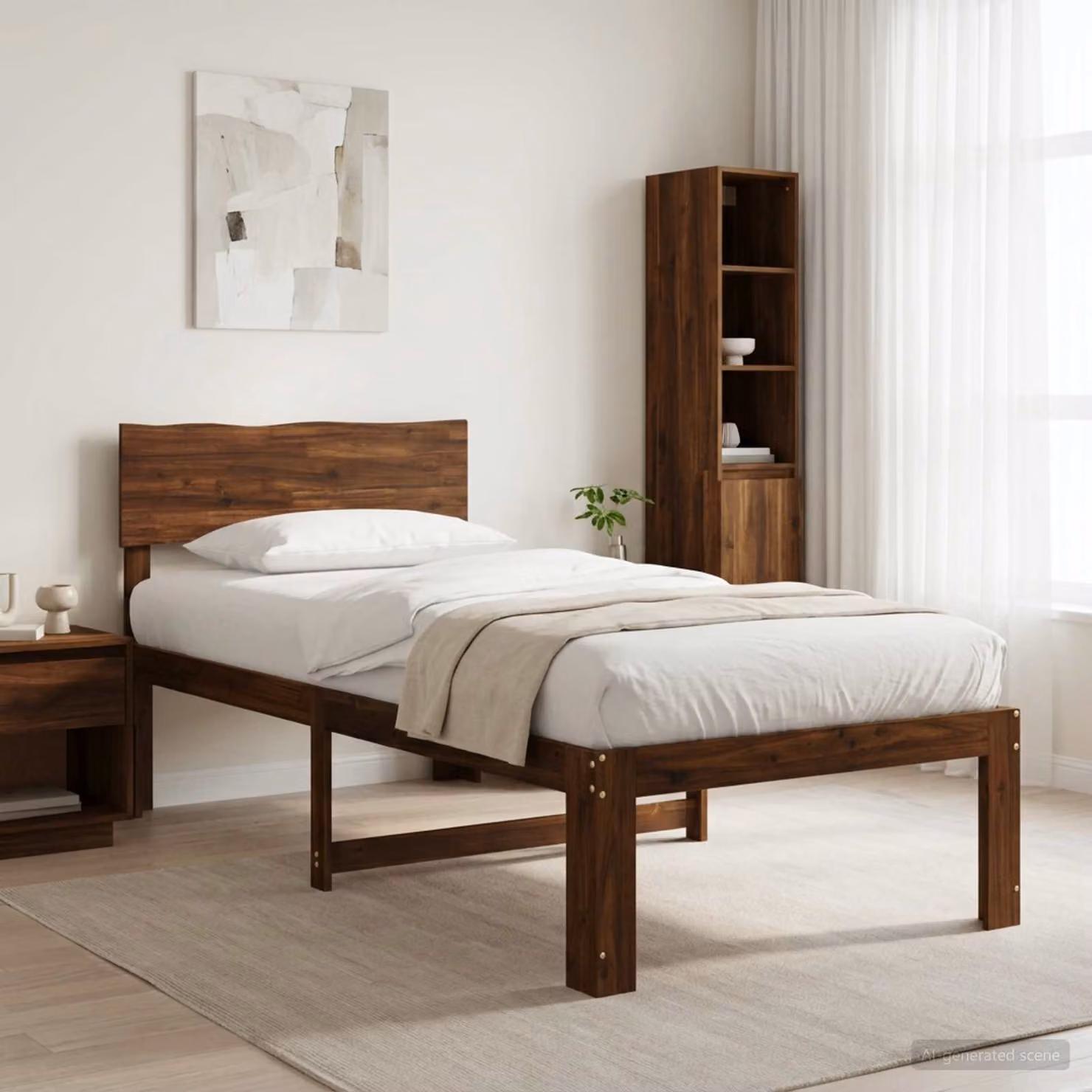 Letto Singolo con Testiera vidaXL ROSTOCK in Legno di Acacia Marrone Scuro L/P/H: 90 x 190 x 94 cm