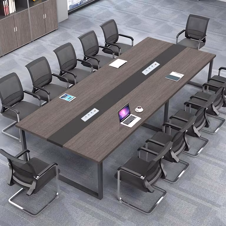 Tavolo da conferenza con sistema di gestione dei cavi, dimensioni 200x80x74 cm, design moderno, ideale per l'ufficio