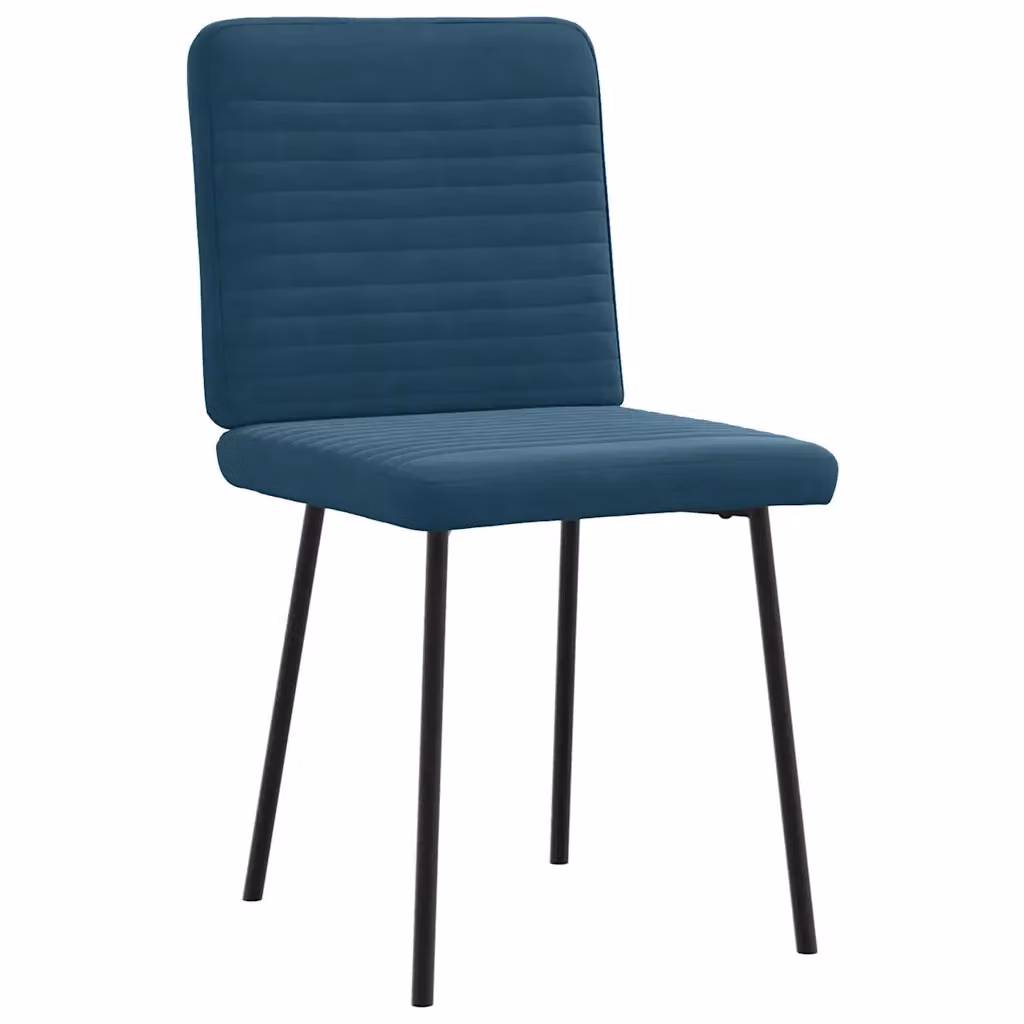 Set di 4 sedie da pranzo vidaXL in velluto blu con struttura in metallo e legno per soggiorno e cucina – 2