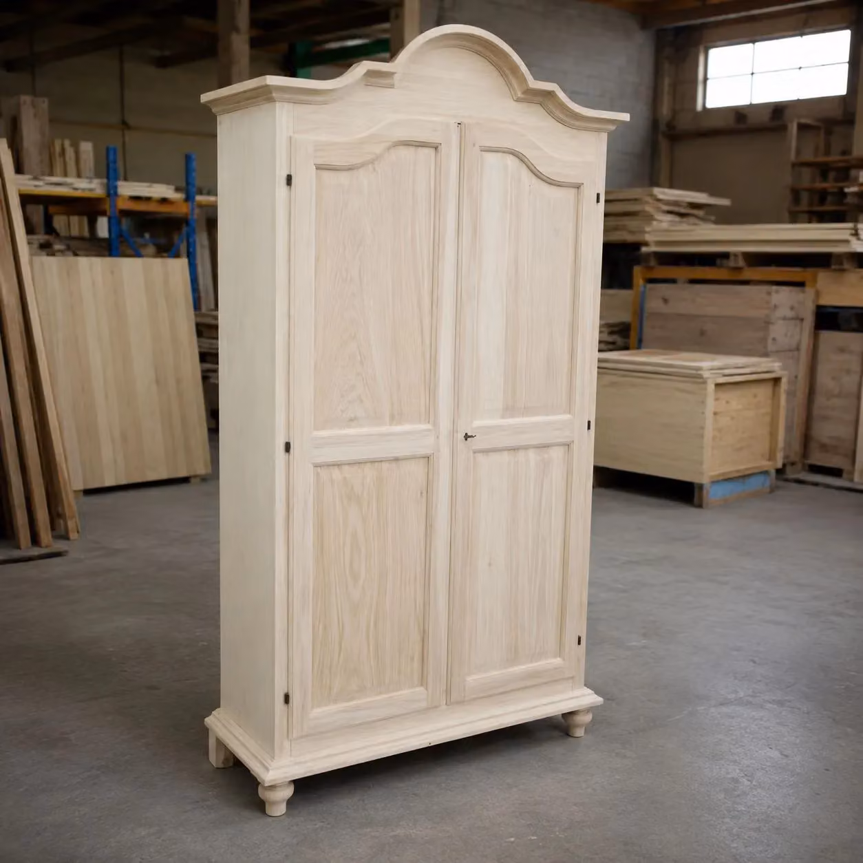 Armadio classico a 2 ante in legno di pioppo grezzo Mobili 2G L/P/H: 112 x 46 x 204 cm – 2