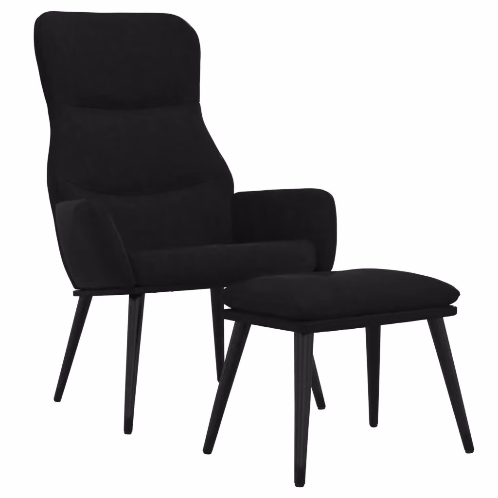 Poltrona Relax con Poggiapiedi vidaXL in Tessuto Nero con Struttura in Metallo e Imbottitura in Schiuma – 2