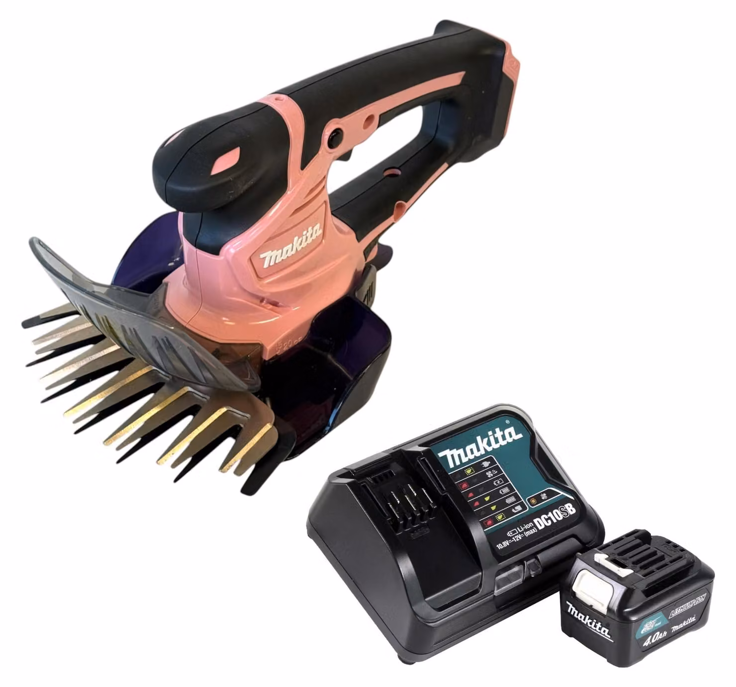Makita UM 600 DSMP batteria tosaerba 12 V max 160 mm Rosa + 1x batteria 4,0 Ah + caricabatterie